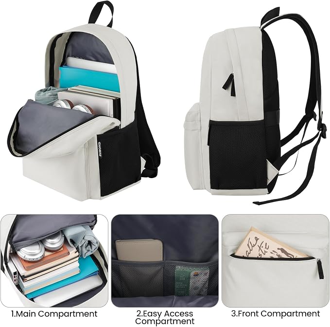 ZUBOND Unisex Backpack for School & Travel - Lightweight Laptop Backpack Fits 15.6 Inch Notebook, Water Bottle Pocket - Ideal for Teens, College Students, Adults