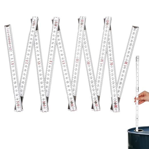 Portable 10-Fold Oil Tank Gauge Measuring Stick 78" (2m), Durable Wooden Fuel Tank Dipstick Folding Stick Ruler for Checking Accurate Fuel Level (White)