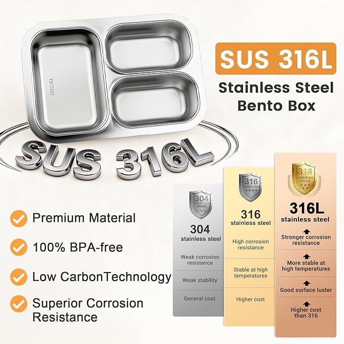 Premium 25oz SUS316L Stainless Steel Lunch Box Bento Box - Reusable Metal Snack Containers with Lids for Kids & Adults - Daycare/School/Work/Travel - Superior Corrosion-resistant (Pink)