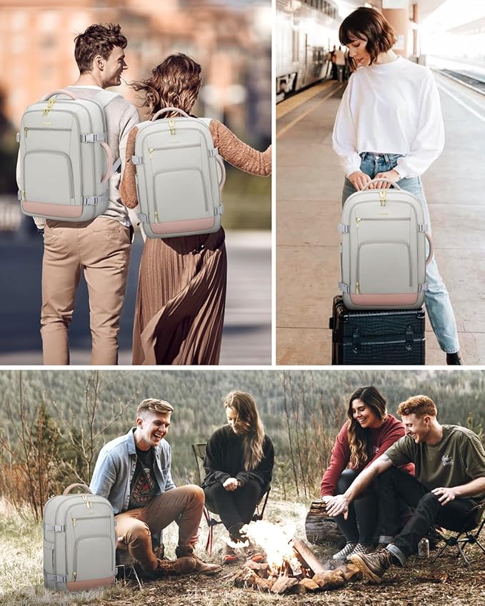 LOVEVOOK Travel Backpack For Women Flight Approved, 50L Large Carry On Backpack, Personal Item Travel Bag for Airplanes, Business 18 Inch Laptop Backpack, Weekender Overnight Daypack, With 3 Cubes