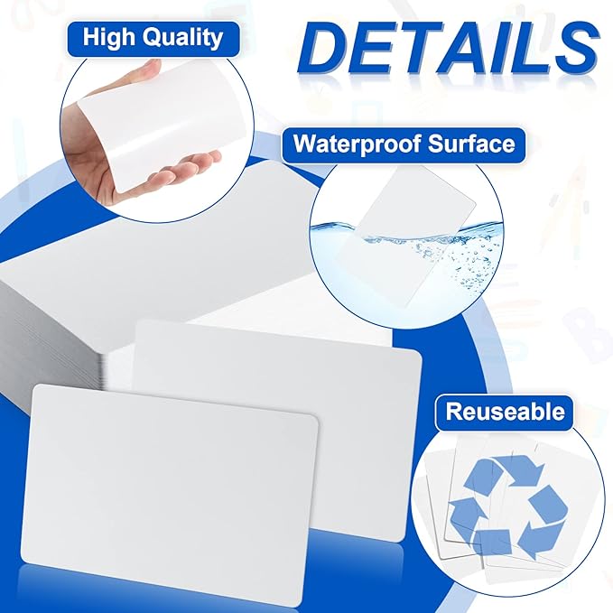 Harloon 100 Pcs Dry Erase Index Cards 3 x 5 Inch Laminated Reusable Dry Erase Note Cards Sheets for Office Home Housework to Do List(White)