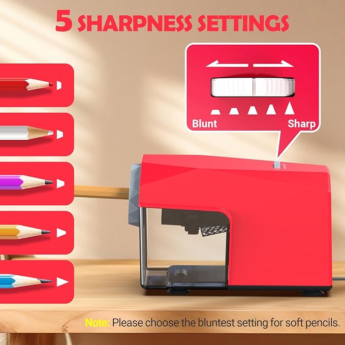 AFMAT Electric Pencil Sharpener, Fast & Hands-Free, 10K+ Uses, 5 Nibs, Fully Automatic Pencil Sharpener for Classroom, Heavy Duty Sharpeners for No.2/Jumbo/Colored Pencils (φ6.5-10.5mm) US Plug(120V)
