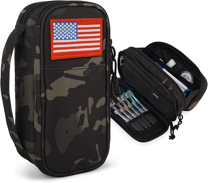 Tactical Pencil Case for Boy,Wide open Pen Pouch Bag with Handle for School | Marker Organizer Case Pen Box, Tool Bag Desk Organizer for School College Office Organizers for Kids Men Women Adult Teens