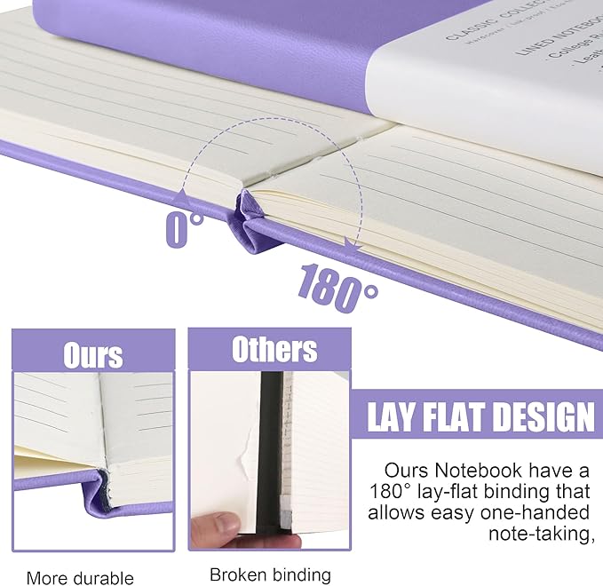 Lined Journal Notebook, 10Pack Hardcover Notebook for Men & Women – Journals for Writing, Work, School, Home & Daily Notes, 160 Pages – Medium A5, 5.7"x8", 100 gsm Thick Paper (Mauve)