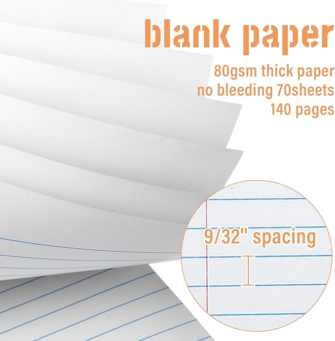 Resurhang 6 Pack 8.5 x 11'' Office Steno Book Double-sided Spiral Steno Books College Ruled White Paper 70 Sheets/Pad Pastel Colors Covers for School Office(Assorted Color,Classic Style)