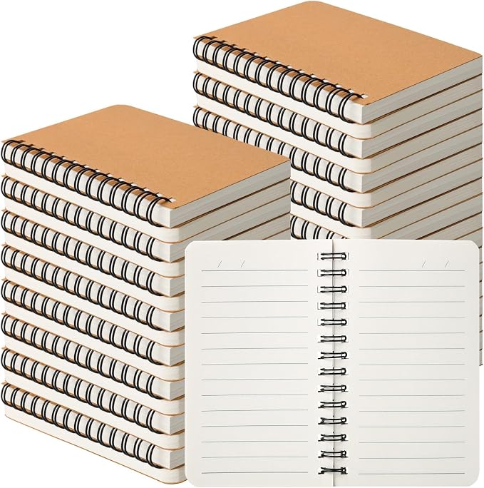 miikoul 60 Pack Spiral Lined Notebooks, 3"×5" 120 Pages for Office Writing