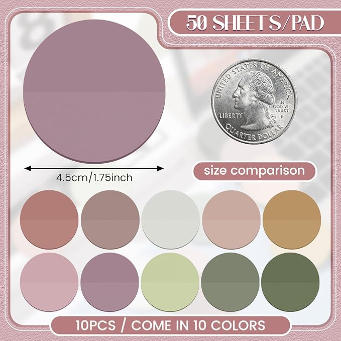 Sabary 500 Sheets Transparent Sticky Notes Round Translucent Sticky Notes Tabs Colorful Page Flags Stickers Clear Book Markers Bible Journaling Office Back to School Supplies(1.75 Inch,Colorful)