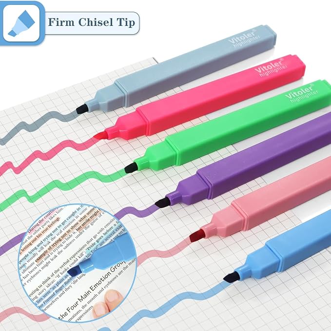 Highlighters Assorted Color,Bright Color Dry Fast,Chisel Tip,8Pcs | long lasting ,Aesthetic,cute bright colol,high quality for bible study,books,journal,writing,school office