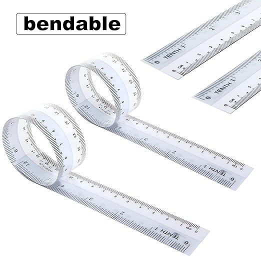 CertBuy 36 Pack Flexible Ruler 12 Inch, Plastic Clear Bendable Rulers, Unbreakable Clear Rulers- Shatterproof Bendy Straight Ruler for School Classroom, Home, or Office