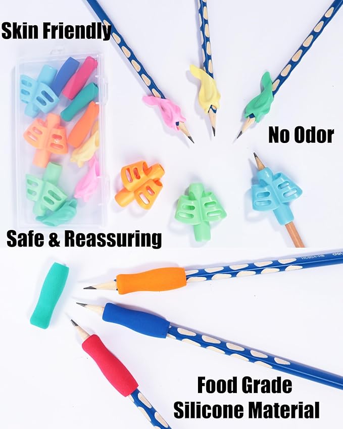 Pencil Grips for Kids Handwriting,10 Pack Silicone Pencil Grippers Holder Posture Correction for Preschooler Training, Pen Writing Aid Tool for Preschooler Kids Students (10 Pcs-Multicolor)