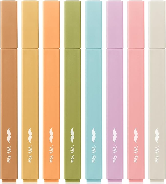 Mr. Pen- Aesthetic Highlighters No Bleed, 8 Pack, Moss Garden, Chisel Tip, Cute Highlighters Assorted Colors for Journaling, Highlighting, Underlining, Fast Dry, Back to School Supplies