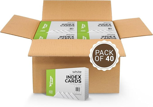 THREE LEAF 4 X 6, INDEX CARDS RULED, 4000 CT. (100 x 40) WHITE, Ruled Flash Cards, Study Card, Memo Pad, For To-Do List, Art And Craft Projects