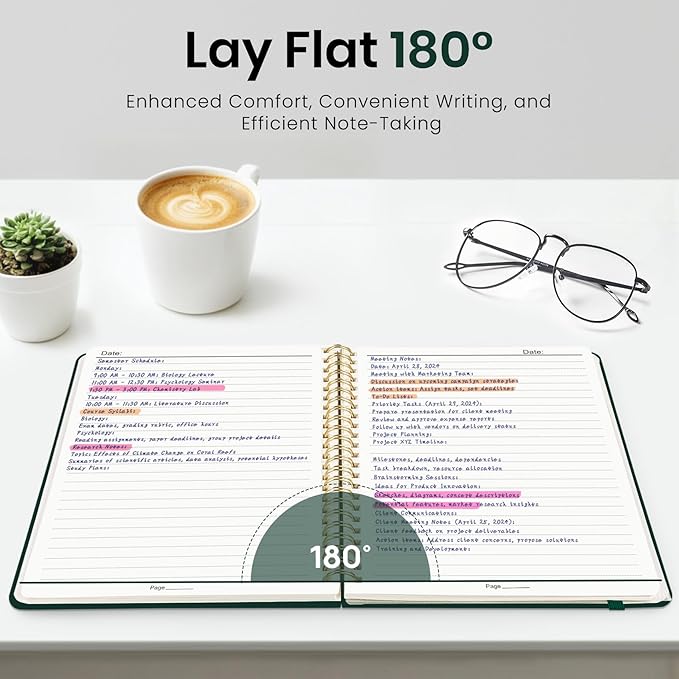 ZOTIA Lined Spiral Journal Notebook for Women, A5 College Ruled Journals for Writing, Hardcover Notebooks for Work, Note taking and Office School Supplies,140 Pages - Dark Green