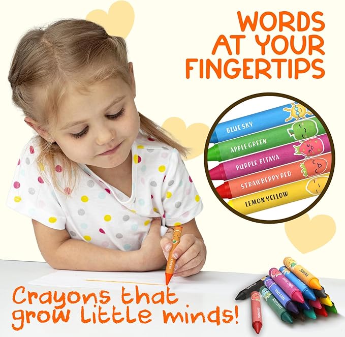TinyGeeks Jumbo Crayons (16 Colors) – Non-Toxic, Washable, Easy-to-Hold Art Supplies for Toddlers and Kids – Perfect for Travel, Learning, and Creative Play