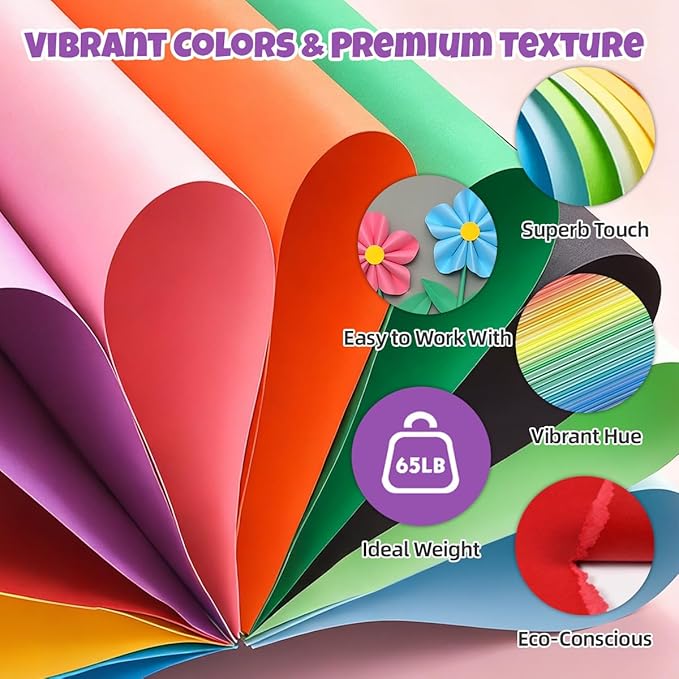200 Sheets 8.5 x 11 Colored Cardstock,Assorted Colored Cardstock 50 Colors 180GSM/65LB Multicolor Construction Paper for DIY Crafts, School Supplies,Party Decorations (Mix color 200Pcs)