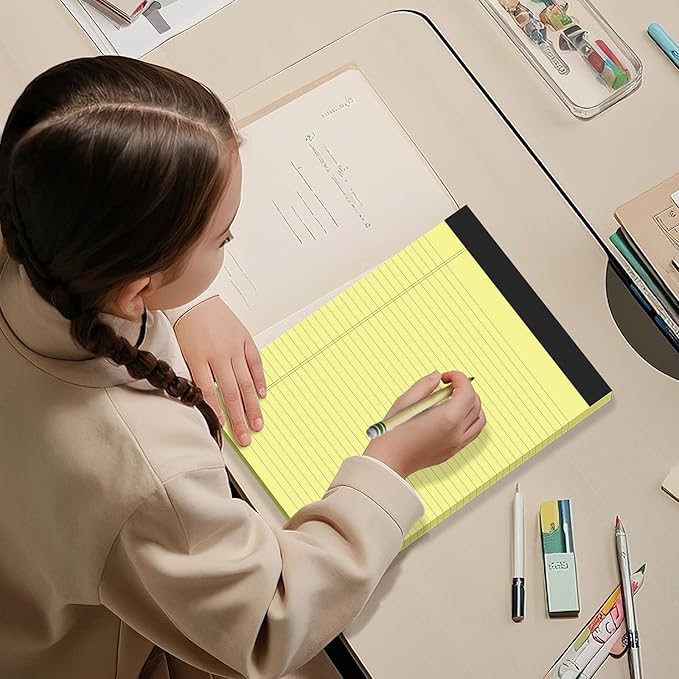 AILZFEI 300 Sheets Yellow Legal Pads 8.5 x 11 College Ruled Paper 6-Pack Note Pads Narrow Ruled 50 Sheets per Notepad Perforated Writing Pad Durable Sturdy Back 8x11 Pads of Paper