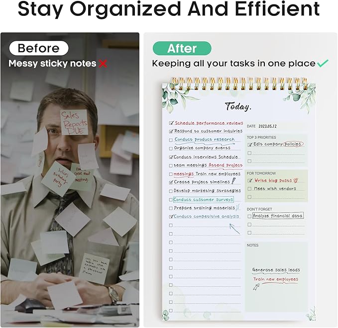 Taja 6 Pack of To Do List Notepad - To Do List Notebook for Work with 52 Sheets, 9.8" x 6.5", Undated Daily Planner Perfect for Daily Tasks and Goal Setting, Notepad Suitable for Office, Home & School - Nature