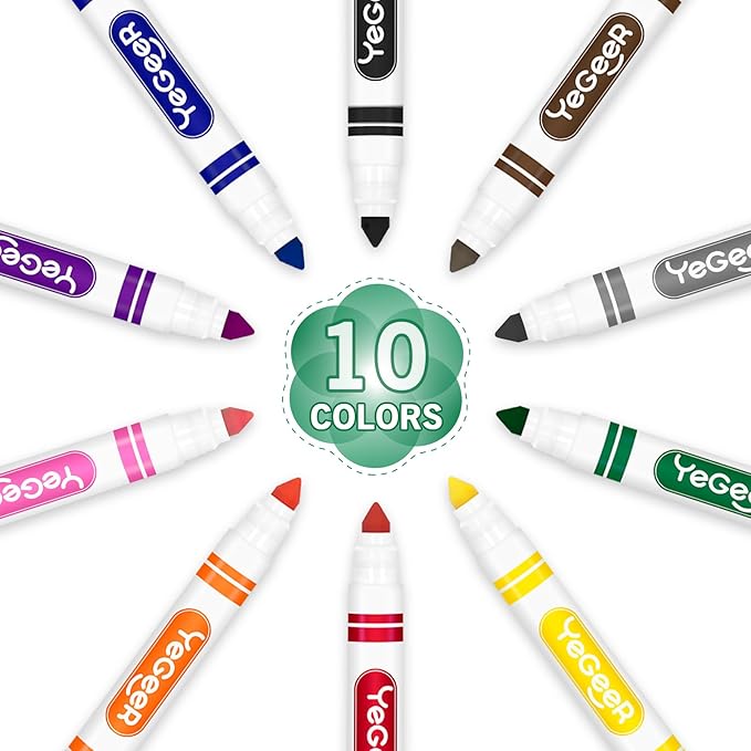 YEGEER Washable Markers Bulk, 10 Assorted Colors, 240 Count Washable Markers for Kids, School and Teacher Classroom Supplies, Coloring Marker for Ages 3+ Year Old Boys Girls