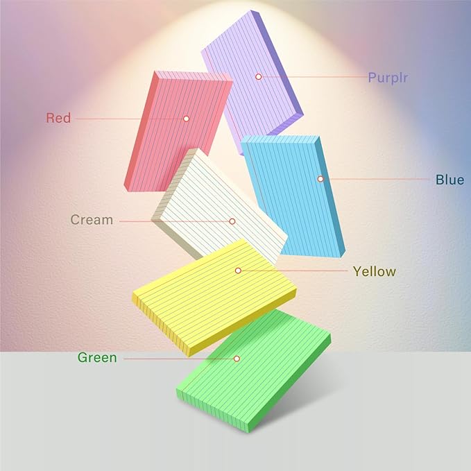 YIZUUN Colored Index Cards 5x8, 120 Count, 6 Color Large Index Cards Ruled, Flash Cards for Studying, large note cards 5x8 for Studying, Recipes, Memo Cards, Office Supply, DIY, Presentation