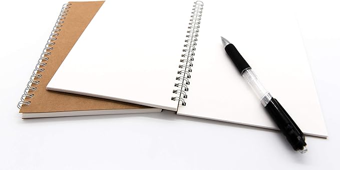 DSTELIN Blank Spiral Notebook, 6-Pack, Soft Cover, Sketch Book, 100 Pages / 50 Sheets, 7.5 inch x 5.1 inch, 100GSM, (Brown)