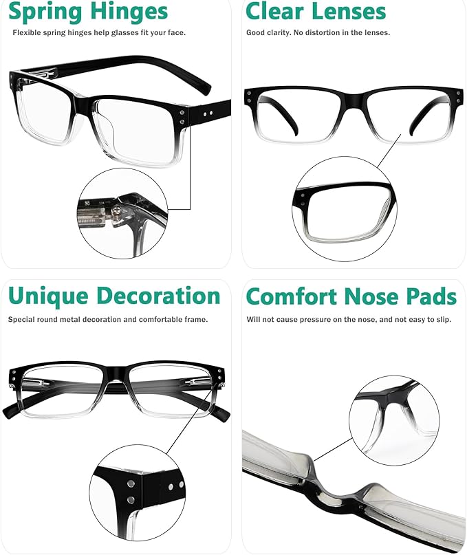 Eyekepper 2 Pairs Blue Light Blocking Reading Glasses for Men Women - UV Protection Spring Hinge Computer Readers