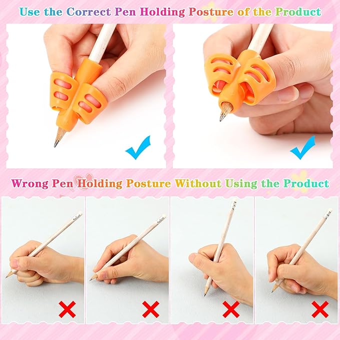 SANNIX 8 Pack Pencil Grips for Handwriting, Grip Posture Correction Training Pen Writing Aid Tool for Preschools Adults Students Elementary Teaching Tools