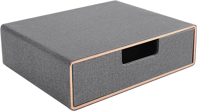 Stackable Organizer Drawer PU Leather Classic Handmade,Organize Home Office Desk Accessories and Sort Letter-Size Paper/a4 Document,Desktop Caddy with Drawers Storage,13.1x10x3.7inches,Grey