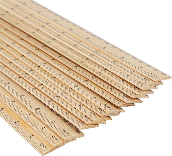 KINJOEK 144 Packs 6 Inch Wooden Rulers Bulk Double Sided Pine Wood School Small Ruler Measuring for Home, Student, Office Use, 2 Scale, 15 cm