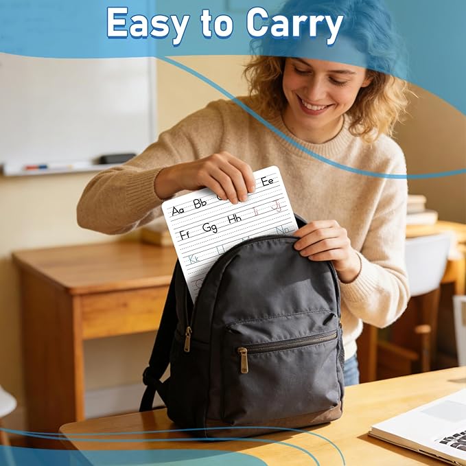 48pcs Dry Erase Board with Lines Handwriting Practice Letter Alphabet Tracing Thickened Whiteboard Must Haves Double Sided Teacher Tool Portable Drawing12 x 9"