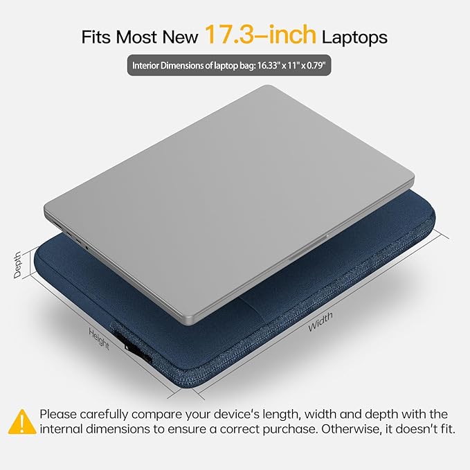 17.3 inch Laptop Sleeve Case for HP Pavilion 17/Envy 17, Dell Inspiron 17/Dell G3 G7, ASUS VivoBook Pro 17, Lenovo Ideapad 17, Acer Aspire 17, Computer Sleeve 17 inch Laptop Carrying Bag