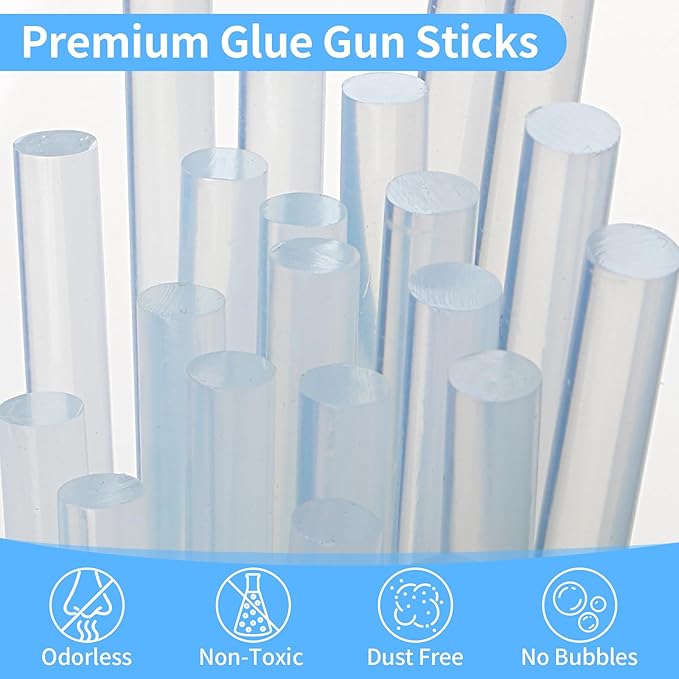 Mini Hot Glue Sticks Bulk, Clear Glue Gun Sticks for Metal, Wood, Glass DIY Art Craft & School Projects Craft, Bond (Clear,8" X 0.27")