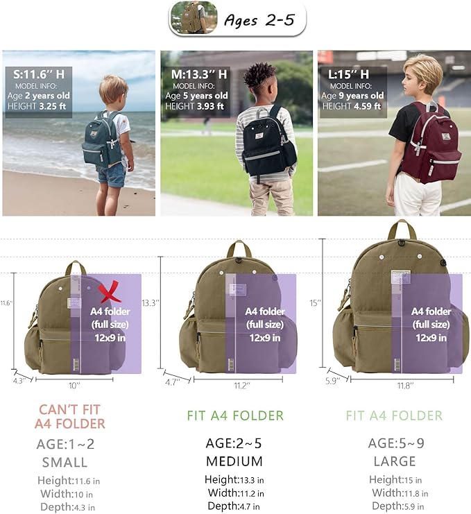 atgark Toddler Backpack for Boys 2-5: Preschool Kindergarten Backpack - 13" Daycare Backpack Fit A4 Folder