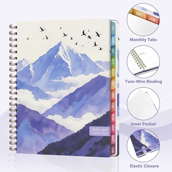 Planner 2026-2027, Weekly and Monthly Academic Year Calendar Planner, July 2026 - June 2027, Daily Agenda Book for Office School Supplies, Letter Size(8.5'' x 11'')