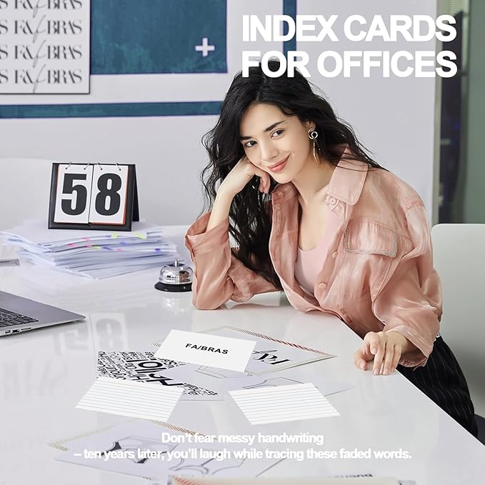 Index Cards 3x5 Inch - 300 Count Ruled Index Flash Cards for Studying, Lined Index Note Cards 3x5 Flashcards, Notecards 3 x 5 Lined Small Index Cards Ruled White 3x5 Cards for Office, School, Home