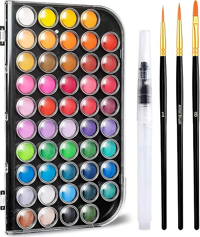 GETHPEN Watercolor Paint,watercolor paint set,48 Colors Washable Watercolor Paint Set With Brush, Refillable Water Brush Pen, Palette, and Water-Washable Paints for Adults Artist Beginner