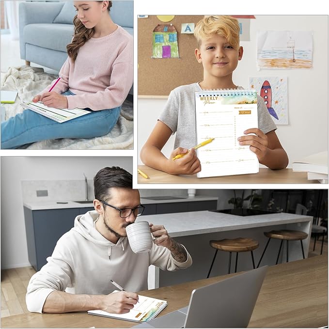 Weekly Planner Notebook, To Do List Notepad with 52 Undated Sheets 6.9"×9.8" - Weekly Organizer for Women & Man, Work, Study, and Daily Life, B5-LG