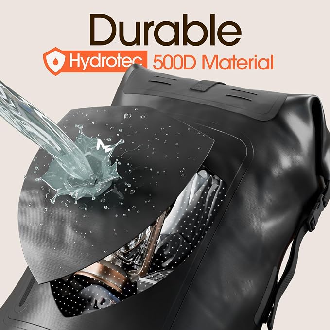 Waterproof Dry Bag Backpack 35L - Kayaking Boating Fishing Rafting Marine | Black 35L dry bag: 500D PVC, abrasion resistant build, IPX8 phone case for river and lake trips
