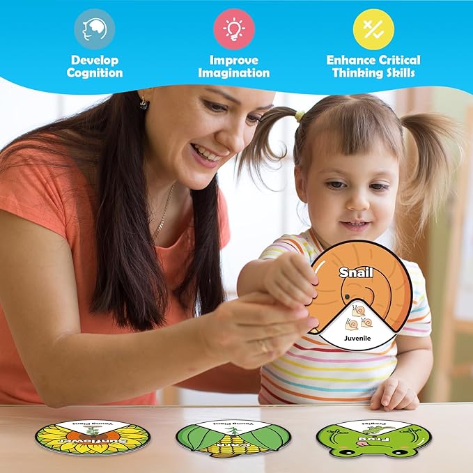 Kasfalci Life Cycle Toys for Kids,Animal Plant Insect Bug Ladybug Butterfly Tadpole to Frog Kit,Montessori Learning & Education Toys,Preschool Science Learning Activities for Toddlers,Board Card Games