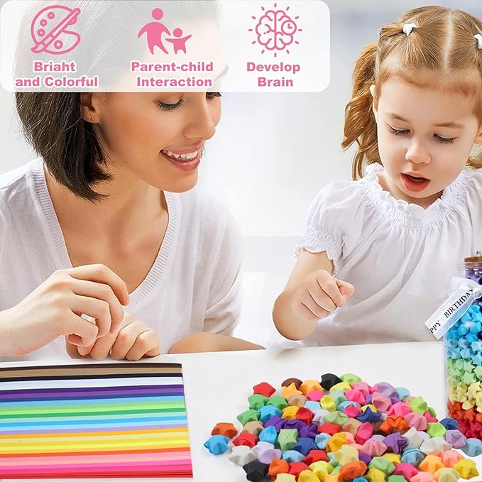 Phinus 2060 Sheets Origami Paper - 27 Color Assortment, Double Sided Star Paper Strips for DIY Hand Art Crafts