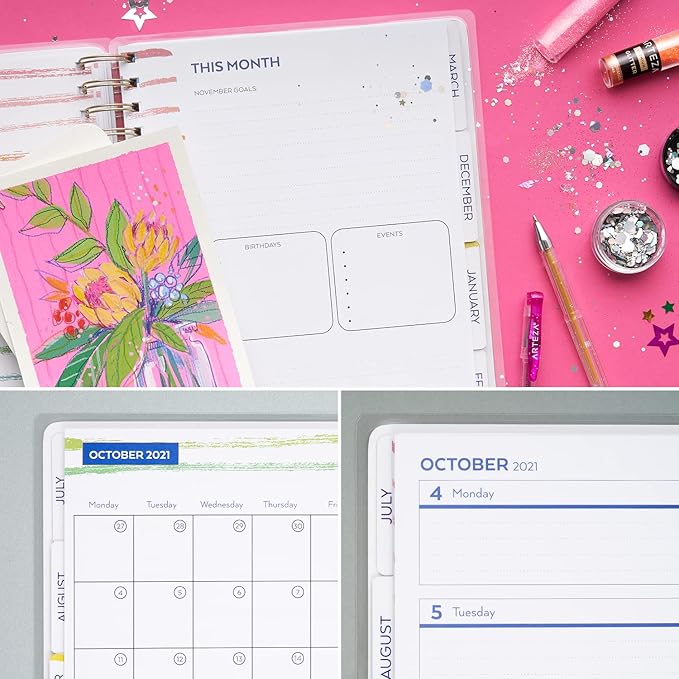 Arteza Academic Planner Bundle, Includes 9 x 7 Inches Planner, 6 x 8 Inches Lined Journal, and 2 Sticker Sheets, Office Supplies and College Essentials for Scheduling and Staying Organized