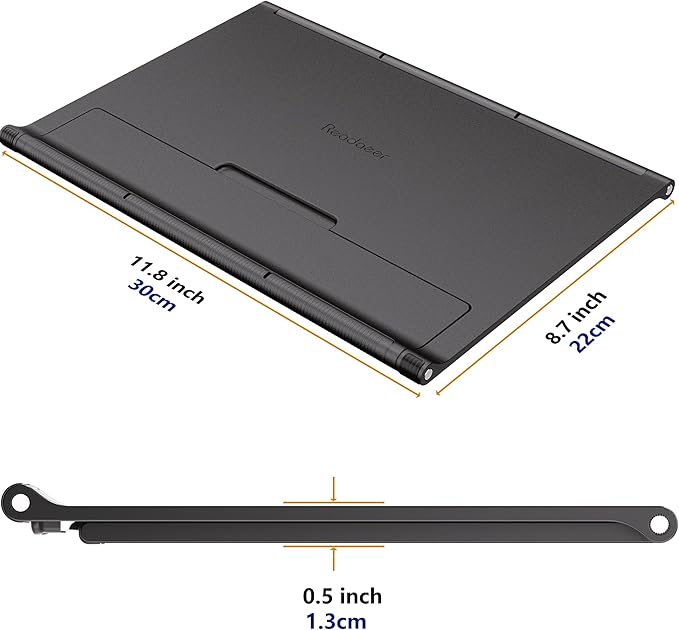 Readaeer Portable Book Stand Free Angle Adjustable Book Holder for Thick Textbook Collapsible Lightweight Book Rest (Black)