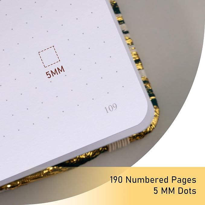 MGGAO Dotted Journal Notebook, A5 Fabric Journal for Women Men