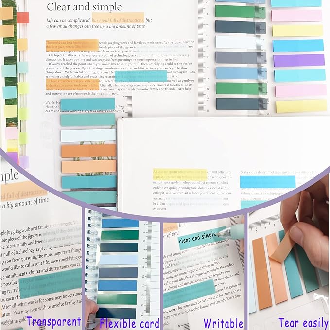Potanro Sticky Notes 2000 Pcs Sticky Tabs Transparent Book Tabs, Round Clear Sticky Notes Repositionable Color Page Markers Bible Tabs for Office Supplies and Aesthetic School Supplies