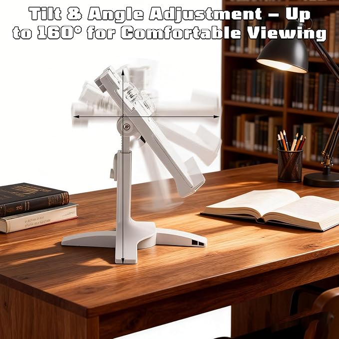 Adjustable Book Stand for Reading with Page Clips,Hands Free Portable Book Holder,with 5 Transparent Sticky Notes and 1 Index Tab, Foldable,Suitable for Cookbooks,Textbooks,Magazines,Laptops,Tablets