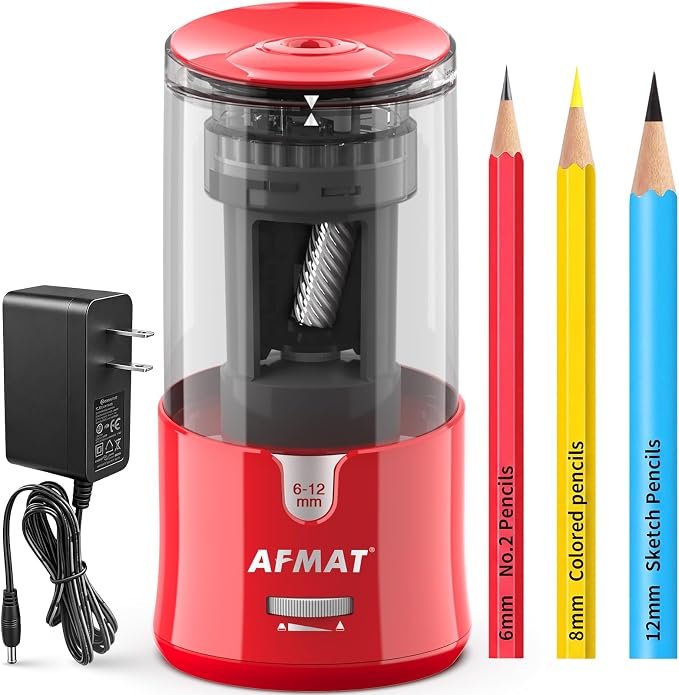 AFMAT Electric Pencil Sharpener, Plug-in Pencil Sharpener for 6-12mm Pencil