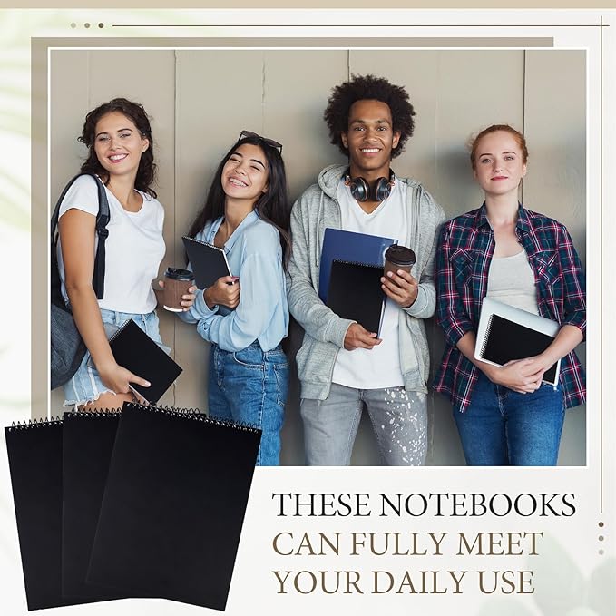 MotiMind 10 Pack 8.5" x 11" Top Spiral Notebook with 3 Hole Punched Legal Pads College Ruled Notepad 50 Sheets Hard Cardboard Paper Wirebound Notepad for Office School Business (White)