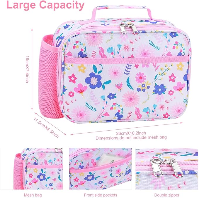 RHCPFOVR Kids Lunch Bag - Insulated Lunch Box for Boys Girls Washable Lunch Bag and Reusable Toddler Leak-proof Lunchbox for School and Daycare