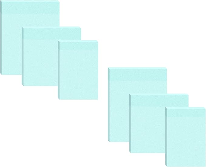 6 Pack Waterproof Sticky Notes, Transparent Sticky Notes, Glitter Sticky Notes Sets,3 Sizes: 2x2.99In,2.99x2.99In, 2.99x3.97 in for Home School Office (6, Green)