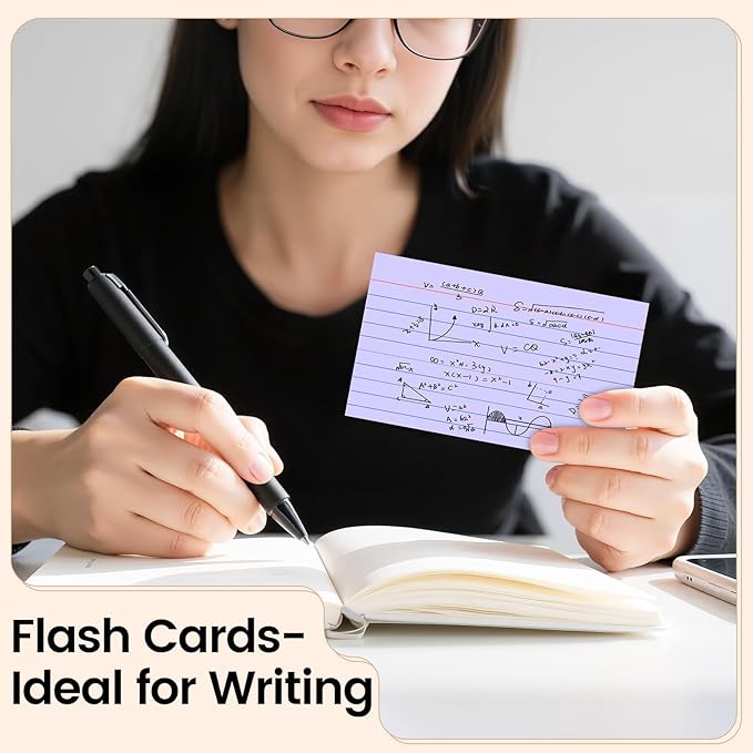 Index Cards 3x5 Inch, 300sheets, Flash Cards,Ruled Lined Purple Note Cards Paper For Studying, Schools Supplies, College, Office And Home Organization, Note Taking Supplies