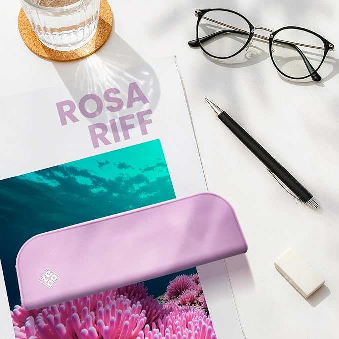 ZENO Silicone Pencil Case – Aesthetic Pencil Pouch for Women & Teens – Cute Pen Case, Pink Makeup Bag, Travel Pouch, Small Stationary Organizer, Pencil Box – Pink Reef